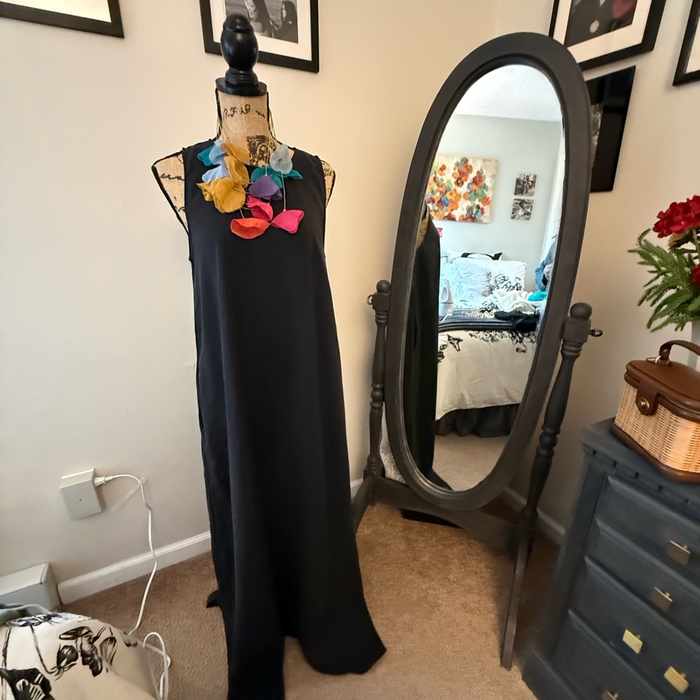 Zara Black Maxi Dress with Colorful Accents